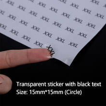 Adesivo de papel transparente redondo, adesivo de tamanho para roupas, etiqueta tamanho pequeno de vestuário para tamanhos s s m g gg 15mm com 1000 peças 2024 - compre barato