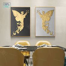 Nordic Retro Golden Angel Wall Art Canvas Abstract Painting Home Decor Vintage Posters and Prints Wall Pictures for Living Room 2024 - buy cheap