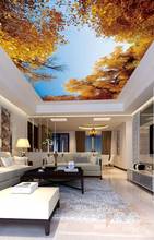 Personalizado 3D foto papel tapiz techos hermosos dorados otoño cielo azul otoño hojas doradas techos pintura 2024 - compra barato