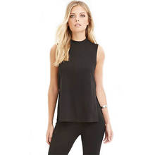 Camiseta negra ajustada para mujer, de Color sólido Top sin mangas de cuello redondo, novedad de verano 2021 2024 - compra barato