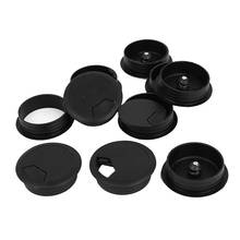 10 pces redondo plástico computador mesa cabo grommet buraco capa 50mm preto 2024 - compre barato