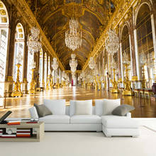 Póster De Palacio dorado para pared, foto personalizada, pintura de lujo de estilo europeo para sala de estar, sofá, dormitorio, Mural, papel tapiz 3D 2024 - compra barato