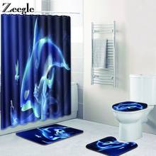 Zeegle-Juego de alfombrilla de baño antideslizante, cubierta de asiento de inodoro de microfibra, Alfombra de Pedestal, alfombrilla de pie, cortina de baño impermeable, juego de inodoro 2024 - compra barato