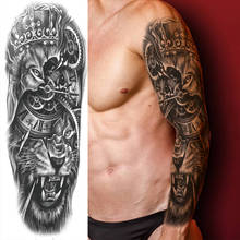 Tatuajes Temporales grandes para hombres, pegatina de tatuaje falso sexy del Rey León, búho, Dios, manga de tatuaje de brazo y hombro, calcomanía de arte corporal impermeable 2024 - compra barato