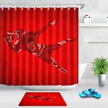 Cortina de chuveiro vermelha de poliéster criativa, tecido para rugby player, cortina de banheiro para futebol, à prova d'água para banho de quatro tamanhos 2024 - compre barato