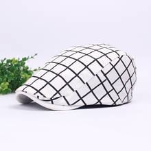 Spring Summer Men Women Plaid Cotton Beret Flat Driving Ivy Hats Newsboy Cap Black White Printting Fashion Forward Hat Wholesale 2024 - buy cheap