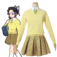 Demon Slayer-uniforme escolar de Cosplay para niñas, uniforme de Sailor japonés JK, Kimetsu no Yaiba Fanwai Academy Kochou Shinobu, uso diario 2024 - compra barato