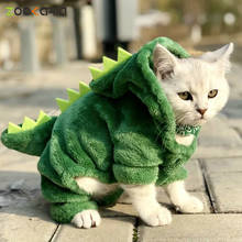 Funny Dinosaur Pet Cat Clothes Costumes Coat Winter Warm Fleece Cat Cloth for Small Cats Kitten Hoodie Puppy Dog Clothes XS-XXL 2024 - buy cheap