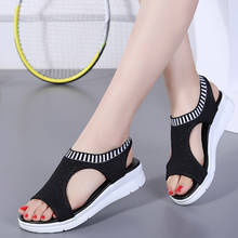 2020 verão novas mulheres cunha chunky sandálias moda confortável peep toe deslizamento em sapatos casuais senhoras sandalias de verano 2024 - compre barato