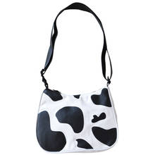 Novo design de moda vaca impressão ombro bolsa de lona das mulheres bolsa de luxo bolsa feminina crossbody 2024 - compre barato