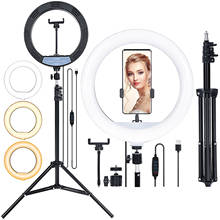 FOSOTO 12inch 30CM Photography LED Selfie Ring Light USB Port Dimmable Lamp  with 1.6m Tripod For Makeup Studio Phone Live 2024 - buy cheap