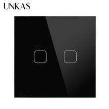 UNKAS Touch Screen Switch EU Stanard Touch Switch 1 Way Touch Switch, 1/2 Gang Crystal Glass Panel Light Wall 2024 - buy cheap