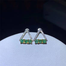 Fine Jewelry Stud Earrings For Women S925 Sterling Silver Green Emerald Natural Round Gemstone Earrings Elegant 2024 - buy cheap