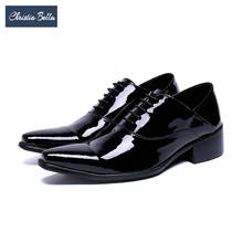 Christia Bella Classic Square Toe Patent Leather Men Oxford Shoes Black Business Office Dress Shoes Plus Size Lace Up Men Shoes 2024 - buy cheap