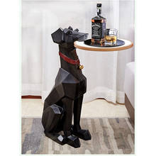 Decoração em resina para cachorro com bandeja, ornamentos de estátua em resina para decoração de casa e sala de estar, suporte para cães 2024 - compre barato