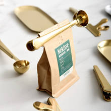 Clip de sellado de cuchara de café de acero inoxidable dos en uno, accesorios dorados de cocina, receptor de café expreso, decoración de Cucharilla 2024 - compra barato