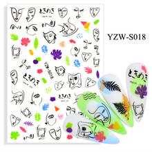 Self-adhesive 3D Stickers for Nails Line Face Maple Leaf Nail Art Decorations Small Size Fashion Stickers Women Girl Nail Foil 2024 - buy cheap