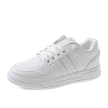 Skate sapatos brancos casuais unissex, tênis baixo com cadarço fashion confortável para caminhada 2024 - compre barato