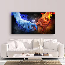 Wall Art poster Picture Canvas Painting HD Print lovers Holding hands flame And Ice Love Ring For Bedroom Living Room Home Decor 2024 - buy cheap