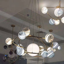 Lámpara colgante led moderna para sala de estar, luminaria colgante de bola de cristal, Iluminación comercial 2024 - compra barato