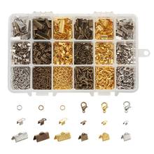 1Set DIY Jewelry Findings Kit Iron Cord Folding Crimp Ribbon Ends and Jump Rings Alloy Lobster Claw Clasps for Jewelry Making 2024 - buy cheap