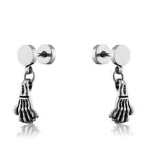 Gothic Punk Earrings For Men Stainless Steel Skeleton Hand Dangle Drop Hip Hop Party Piercing Earrings Jewelry No Allergic 1pcs 2024 - buy cheap