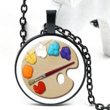 2020 New Fashion Palette Photo Cabochon Glass Painter Fashion Chain Pendant Necklace Handmade Jewelry Accessory Gift 2024 - buy cheap