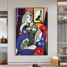 Pintura sobre lienzo de mujer con libro de Picasso, Póster Artístico surrealismo e impresiones, Cuadros, imagen artística de pared para decoración del hogar y sala de estar 2024 - compra barato