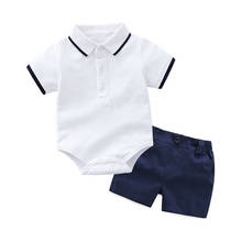 2019 комплект одежды для новорожденных мальчиков, летние футболки для маленьких мальчиков + шорты, комплект из 2 предметов, комплекты для дня рождения, спортивный костюм для мальчиков 2024 - купить недорого