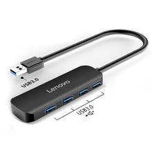 Lenovo USB 2,0 3,0 HUB адаптер 4 порта USB разветвитель для портативных ПК Ноутбук PC/Mac OS Компьютерная периферия аксессуары с ножными креплениями 2024 - купить недорого