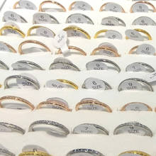 Anéis de aço inoxidável 50 peças, cores douradas e prateadas, cores rosa e dourado, 2mm de largura, presente de dia dos namorados, tamanho misto para mulheres 2024 - compre barato
