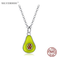 SILVERHOO 925 Sterling Silver Women Necklace Green Avocado Pendant Necklaces Pretty Female Fine Jewelry Wholesale Festival Gift 2024 - buy cheap