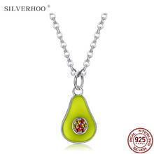 Silverhoo 925 colar de prata esterlina feminino, colar verde de abacate com pingente, joias finas belas femininas, presente de festival por atacado 2024 - compre barato