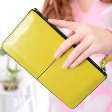 Women's Long Wallet Fashion Zipper Coin Purses Large Capacity Ladies Clutch Money Bag Luxury Oil Wax Leather Phone Pocket Wallet 2024 - buy cheap