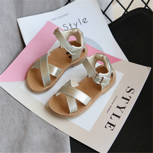 2021 Summer Girls Sandals Cross-tied Band Ankle Strap Baby Kids Shoes  Princess Shoes Gold Children Beach Shoes Soft soled shoes 2024 - buy cheap