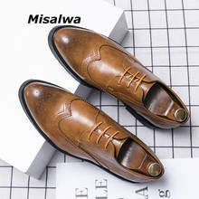 Misalwa Highly Recommend Elegant Men Formal Leather Shoes Retro Brown British Men Brogue Fashion Oxford Dress Shoes Impressed 2024 - buy cheap