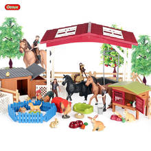 Oenux-figuras de acción de granja del Zoo para niños, modelo de Granja de simulación de granja, caballo, conejo, gallina, animales de corral, PVC, juguete educativo encantador, regalo 2024 - compra barato