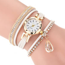 Женские винтажные блестящие бриллиантовые часы-браслет, роскошные женские кожаные Аналоговые кварцевые наручные часы, часы Relogio Feminino 2024 - купить недорого