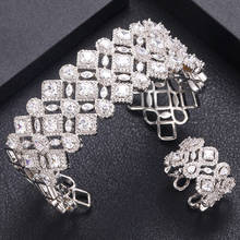 Conjunto de joias janlie com pulseira bracelete africano, conjunto único de joias para mulheres casamento zircônia cúbica cristal cz dubai 2024 - compre barato