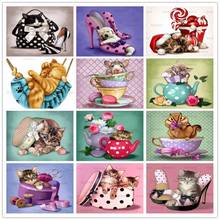 DIY Diamond Painting 5D Cartoon Animal Cute Teacup Pet Dog Cat Mouse Full Drill Mosaic Diamond Embroidery Handicraft Home Decor 2024 - buy cheap