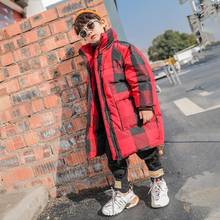 Baby boy clothes children plaid cotton coat thicker warm long outerwear for boys kids Winter jackets parka for boys  Y2607 2024 - buy cheap