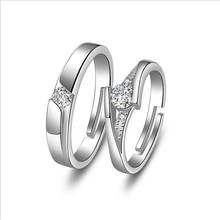 Anéis banhados a prata para mulheres, joias da moda, zircônia, anel brilhante para casal, acessórios de noiva, princesa, bijuteria para casamento 2024 - compre barato