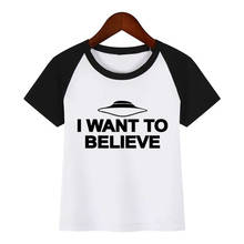 Camiseta de algodón para niños y niñas, ropa de moda inspirada con estampado I Want Believe, de verano 2024 - compra barato