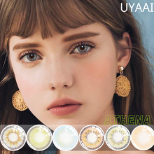 Lentes de contato anual, lentes de contato coloridas para os olhos da moda, azul, natutrual uyaai, 2 peças (1 par) 2024 - compre barato