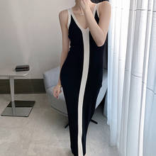 Vestido feminino com gola v e alça espaguete, sem mangas, casual, sexy, bodycon, elegante para o verão, 2021 2024 - compre barato