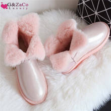 G & Zaco-Botas cortas de nieve de piel de oveja para mujer, botines de lana Natural con flor de trébol dulce, zapatos de invierno 2024 - compra barato
