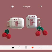 For AirPods 2 Case airpod Pro  case cute bear Sweet Cherry Cartoon keyring case For Air pods case clear silicone Earphone Cover 2024 - buy cheap
