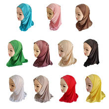 Мусульманский Детский платок хиджаб для девочки, исламский платок со стразами, с кисточками, цельный платок Amira, для детей, Ближний Восток, полное покрытие, От 2 до 7 лет 2024 - купить недорого