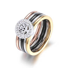 JeeMango colorido CZ de oro de cristal de árbol de la vida anillos de joyería de acero de titanio boda anillo de compromiso para el regalo de las mujeres Anneaux R18015 2024 - compra barato