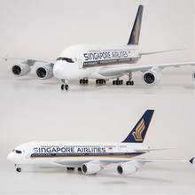 Avión Airbus A380 de Singapur, escala 1/160, 50,5 CM, modelo de avión con luz y rueda fundida, de resina plástica para colección 2024 - compra barato